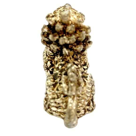 Silvertone Metal Foo Dog Figure Asian Oriental Guardian Figurine Miniature Size - Picture 4 of 7